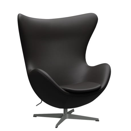 3316 Ægget loungestol, stel i silver grey af Arne Jacobsen - Aura læder - Black Brown - Jacobsen Plus