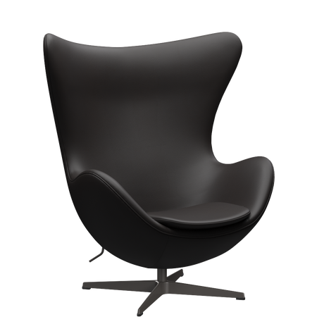 3316 Ægget loungestol, stel i warm graphite af Arne Jacobsen - Aura læder - Black Brown - Jacobsen Plus