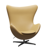 3316 Egg™ Sessel, Gestell in Schwarz von Arne Jacobsen - Aura Leder - Beige - Jacobsen Plus