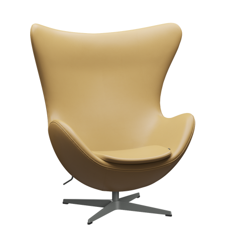 3316 Ægget loungestol, stel i silver grey af Arne Jacobsen - Aura læder - Beige - Jacobsen Plus