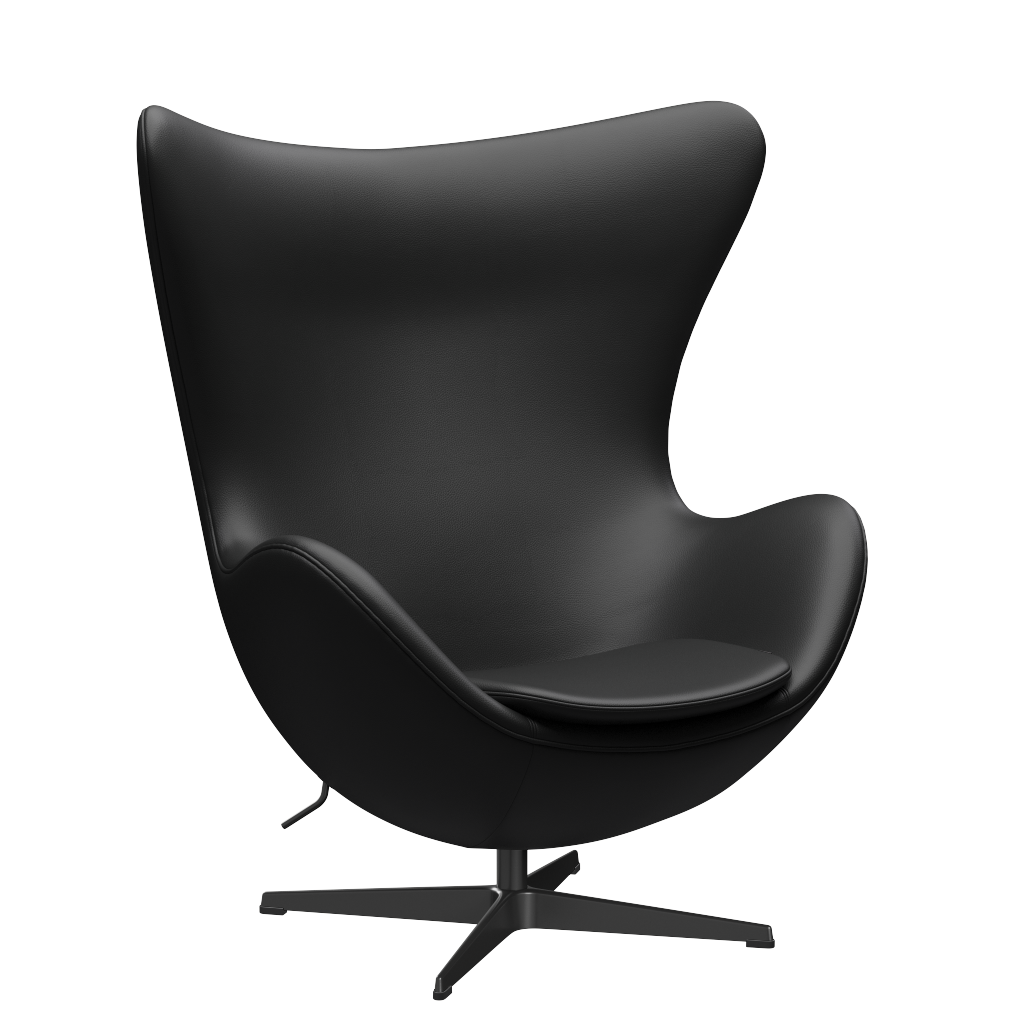 3316 Egg™ Sessel, Gestell in Schwarz von Arne Jacobsen - Aura Leder - Schwarz - Jacobsen Plus