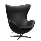 3316 Egg™ Sessel, Gestell in Schwarz von Arne Jacobsen - Aura Leder - Schwarz - Jacobsen Plus