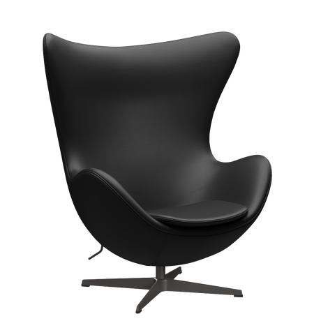 3316 Ægget loungestol, stel i warm graphite af Arne Jacobsen - Aura læder - Black - Jacobsen Plus
