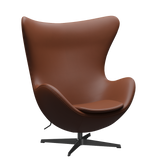 3316 Egg™ Sessel, Gestell in Schwarz von Arne Jacobsen - Aura Leder - Cognac - Jacobsen Plus