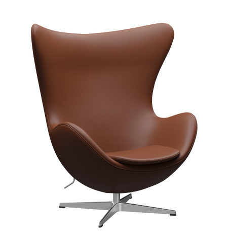 3316 Ægget loungestol, stel i børstet aluminium af Arne Jacobsen - Aura læder - Cognac - Jacobsen Plus