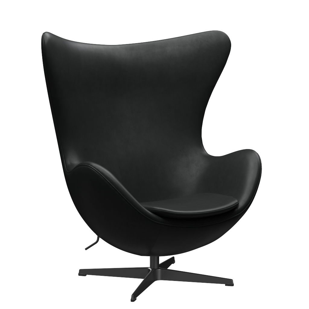 3316 Egg™ Sessel, Gestell in Schwarz von Arne Jacobsen - Grace Leder - Schwarz - Jacobsen Plus