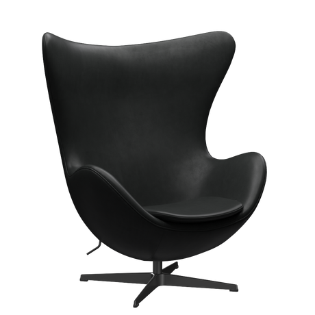 3316 Ægget loungestol, stel i sort af Arne Jacobsen - Grace læder - Black - Jacobsen Plus