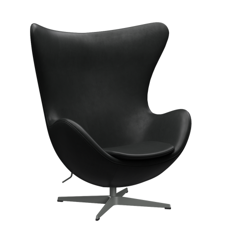 3316 Ægget loungestol, stel i silver grey af Arne Jacobsen - Grace læder - Black - Jacobsen Plus