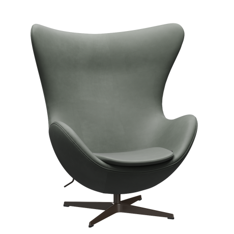 3316 Ægget loungestol, stel i brown bronze af Arne Jacobsen - Grace læder - Concrete Grey - Jacobsen Plus