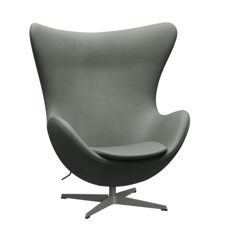 3316 Ægget loungestol, stel i silver grey af Arne Jacobsen - Grace læder - Concrete Grey - Jacobsen Plus