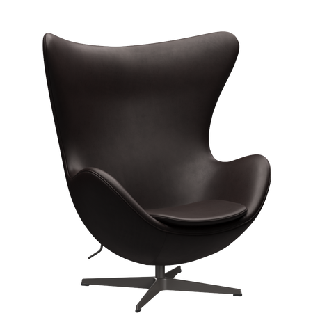 3316 Ægget loungestol, stel i warm graphite af Arne Jacobsen - Grace læder - Dark Brown - Jacobsen Plus
