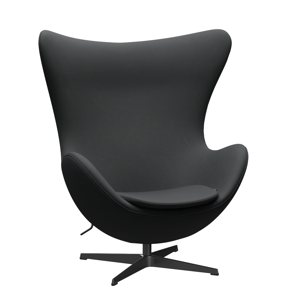3316 Egg™ Sessel, Gestell in Schwarz von Arne Jacobsen - Haze Leder - Anthrazit - Jacobsen Plus