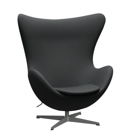 3316 Ægget loungestol, stel i silver grey af Arne Jacobsen - Haze læder - Anthracite - Jacobsen Plus