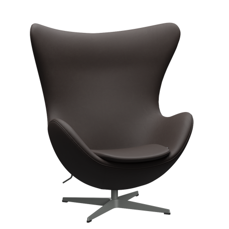3316 Ægget loungestol, stel i silver grey af Arne Jacobsen - Haze læder - Dark Brown - Jacobsen Plus