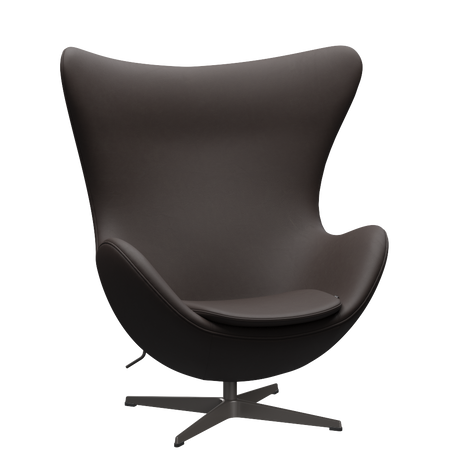 3316 Ægget loungestol, stel i warm graphite af Arne Jacobsen - Haze læder - Dark Brown - Jacobsen Plus