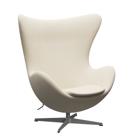 3316 Ægget loungestol, stel i silver grey af Arne Jacobsen - Hallingdal - 100 Off White - Jacobsen Plus