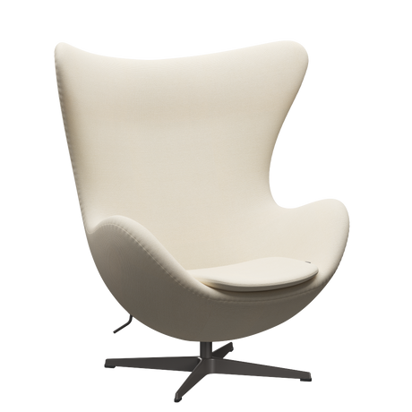 3316 Ægget loungestol, stel i warm graphite af Arne Jacobsen - Hallingdal - 100 Off White - Jacobsen Plus