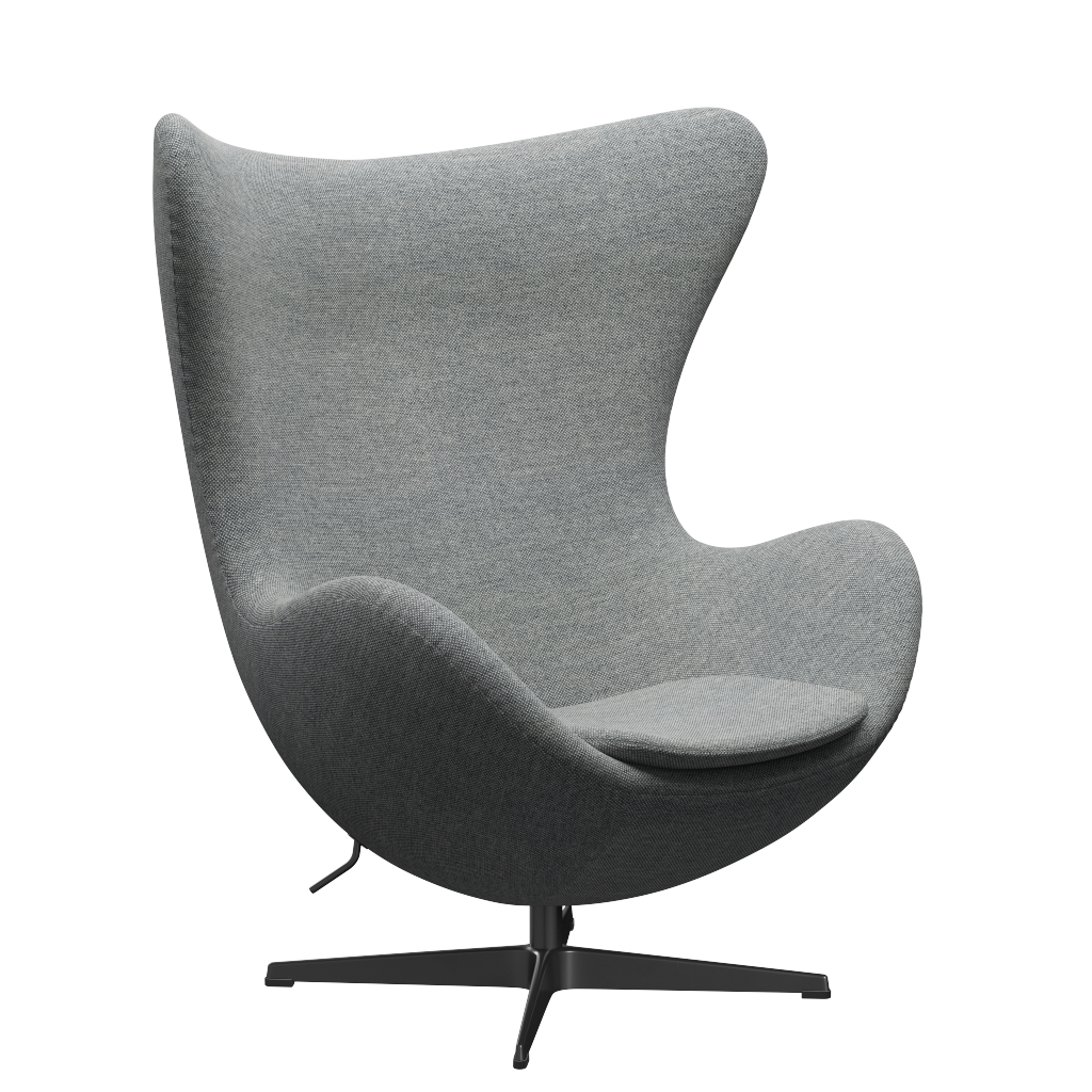 3316 Egg™ Sessel, Gestell in Schwarz von Arne Jacobsen - Hallingdal - 116 Weißgrau - Jacobsen Plus