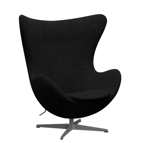 3316 Ægget loungestol, stel i silver grey af Arne Jacobsen - Hallingdal - 180 Charcoal - Jacobsen Plus