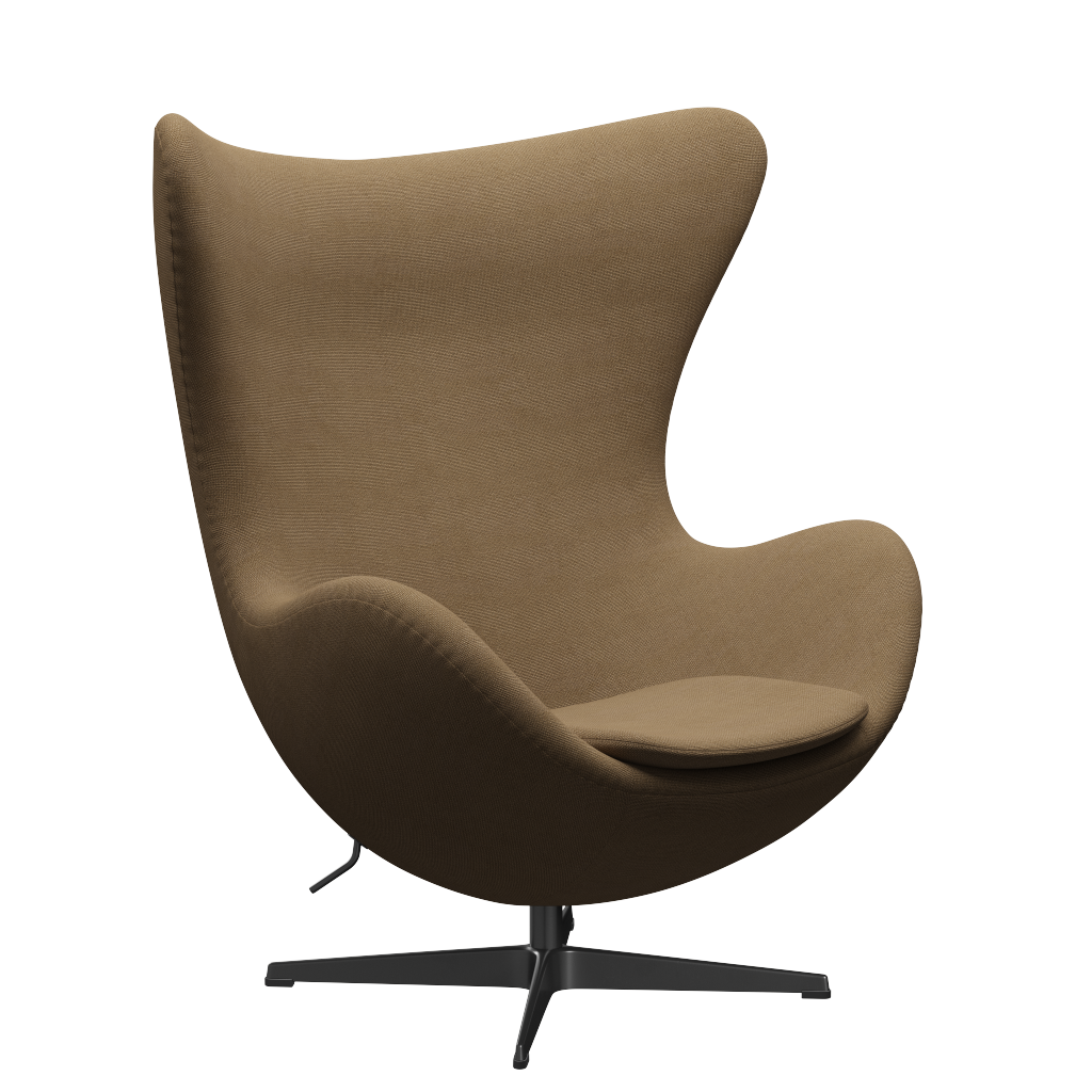 3316 Egg™ Sessel, Gestell in Schwarz von Arne Jacobsen - Hallingdal - 224 Hellbraun - Jacobsen Plus