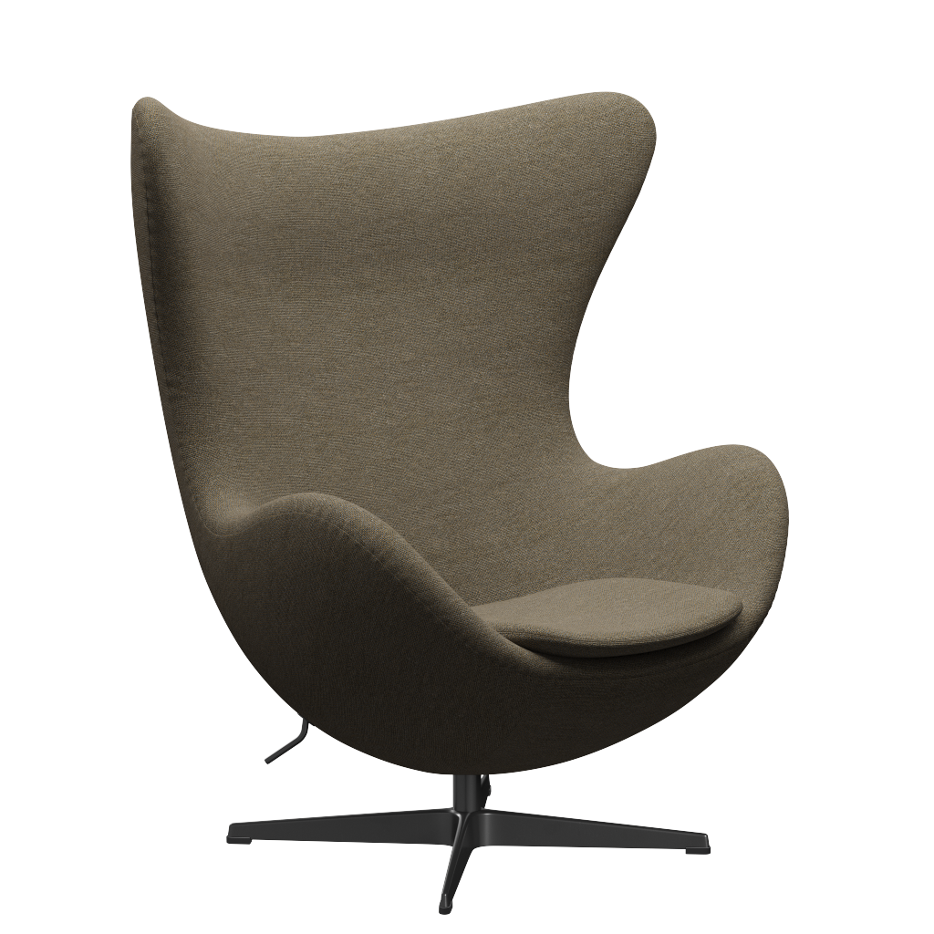 3316 Egg™ Sessel, Gestell in Schwarz von Arne Jacobsen - Hallingdal - 227 Grau/Braun - Jacobsen Plus