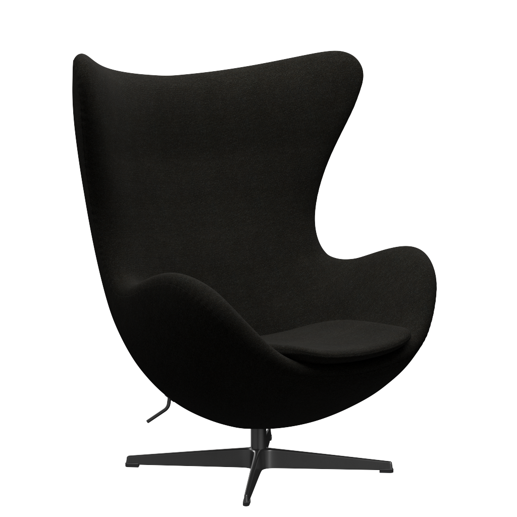 3316 Egg™ Sessel, Gestell in Schwarz von Arne Jacobsen - Hallingdal - 376 Braun/Dunkelgrau - Jacobsen Plus
