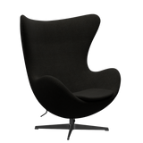3316 Egg™ Sessel, Gestell in Schwarz von Arne Jacobsen - Hallingdal - 376 Braun/Dunkelgrau - Jacobsen Plus