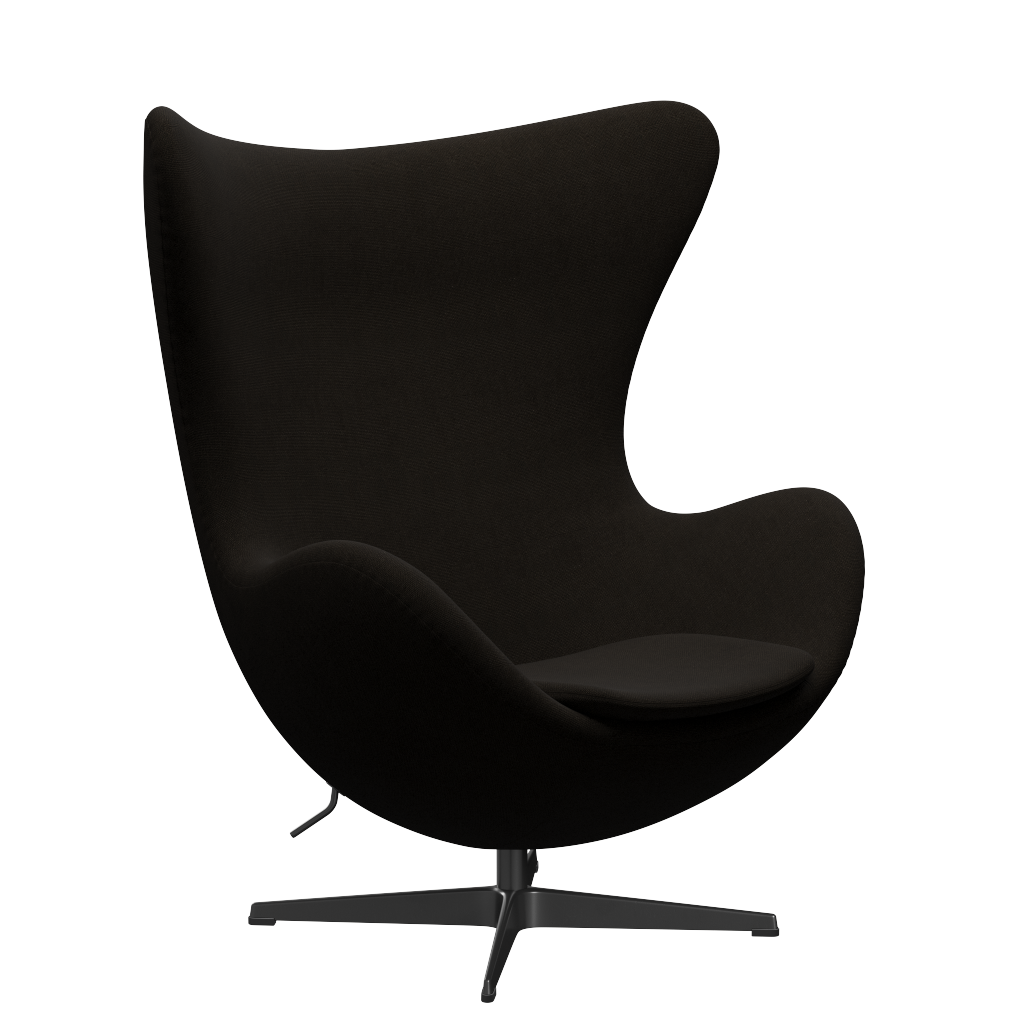 3316 Egg™ Sessel, Gestell in Schwarz von Arne Jacobsen - Hallingdal - 390 Dunkelbraun - Jacobsen Plus