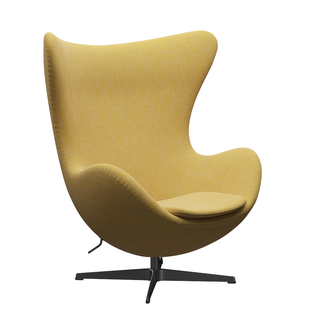 3316 Egg™ Sessel, Gestell in Schwarz von Arne Jacobsen - Hallingdal - 407 Gelb/Weiß - Jacobsen Plus