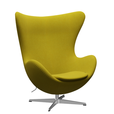 3316 Ægget loungestol, stel i børstet aluminium af Arne Jacobsen - Hallingdal - 420 Yellow/Green - Jacobsen Plus