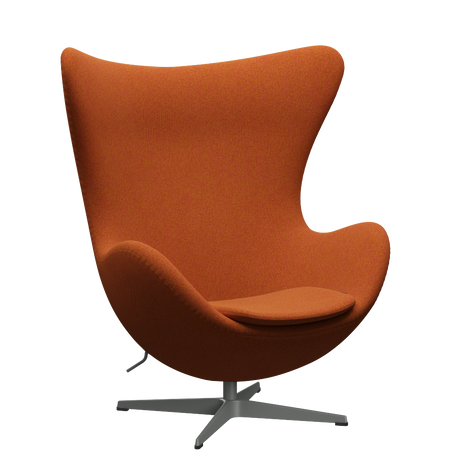 3316 Ægget loungestol, stel i silver grey af Arne Jacobsen - Hallingdal - 526 Red/Curry - Jacobsen Plus