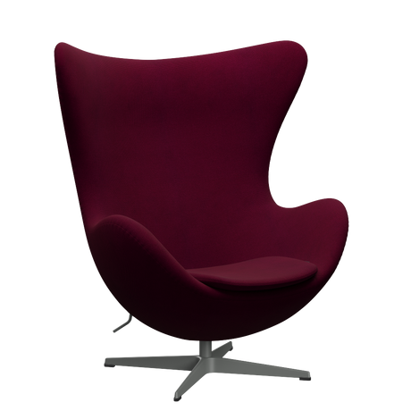 3316 Ægget loungestol, stel i silver grey af Arne Jacobsen - Hallingdal - 563 Dark Rose - Jacobsen Plus