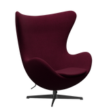 3316 Egg™ Sessel, Gestell in Schwarz von Arne Jacobsen - Hallingdal - 573 Weinrot/Purpur - Jacobsen Plus