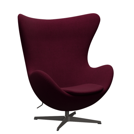 3316 Ægget loungestol, stel i warm graphite af Arne Jacobsen - Hallingdal - 573 Wine Red/Purple - Jacobsen Plus