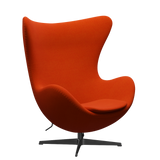 3316 Egg™ Sessel, Gestell in Schwarz von Arne Jacobsen - Hallingdal - 590 Rot/Orange - Jacobsen Plus