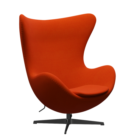 3316 Ægget loungestol, stel i sort af Arne Jacobsen - Hallingdal - 590 Red/Orange - Jacobsen Plus