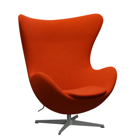 3316 Ægget loungestol, stel i silver grey af Arne Jacobsen - Hallingdal - 590 Red/Orange - Jacobsen Plus