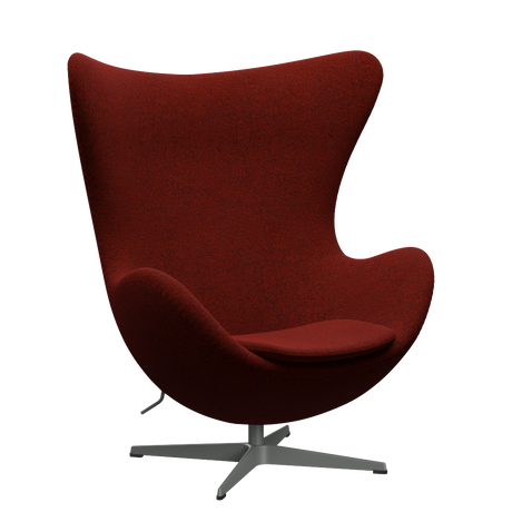 3316 Ægget loungestol, stel i silver grey af Arne Jacobsen - Hallingdal - 596 Red/Black - Jacobsen Plus