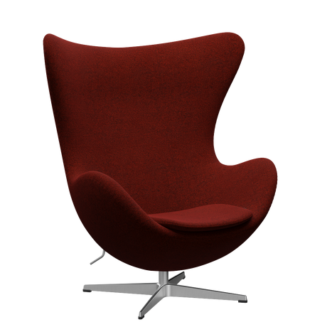 3316 Ægget loungestol, stel i børstet aluminium af Arne Jacobsen - Hallingdal - 596 Red/Black - Jacobsen Plus