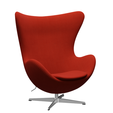 3316 Ægget loungestol, stel i børstet aluminium af Arne Jacobsen - Hallingdal - 600 Orange - Jacobsen Plus