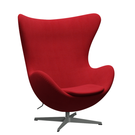 3316 Ægget loungestol, stel i silver grey af Arne Jacobsen - Hallingdal - 680 Red - Jacobsen Plus