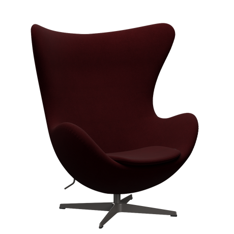 3316 Ægget loungestol, stel i warm graphite af Arne Jacobsen - Hallingdal - 694 Wine Red - Jacobsen Plus