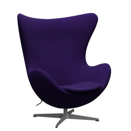 3316 Ægget loungestol, stel i silver grey af Arne Jacobsen - Hallingdal - 702 Purple - Jacobsen Plus