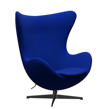 3316 Ægget loungestol, stel i sort af Arne Jacobsen - Hallingdal - 750 Blue - Jacobsen Plus