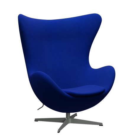 3316 Ægget loungestol, stel i silver grey af Arne Jacobsen - Hallingdal - 750 Blue - Jacobsen Plus