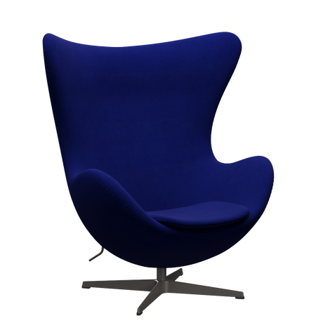 3316 Ægget loungestol, stel i warm graphite af Arne Jacobsen - Hallingdal - 753 Ultra Marine - Jacobsen Plus