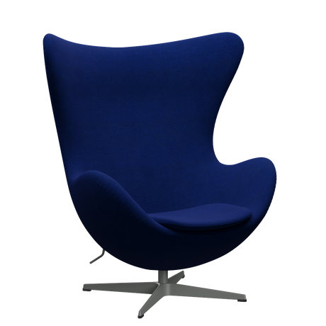 3316 Ægget loungestol, stel i silver grey af Arne Jacobsen - Hallingdal - 754 Sea Blue - Jacobsen Plus