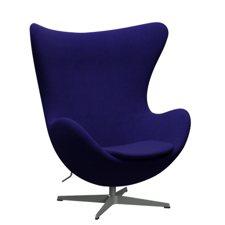 3316 Ægget loungestol, stel i silver grey af Arne Jacobsen - Hallingdal - 763 Dark Purple - Jacobsen Plus
