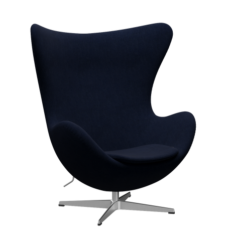 3316 Ægget loungestol, stel i børstet aluminium af Arne Jacobsen - Hallingdal - 764 Royal Blue - Jacobsen Plus