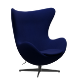 3316 Egg™ Sessel, Gestell in Schwarz von Arne Jacobsen - Hallingdal - 773 Dunkelblau - Jacobsen Plus